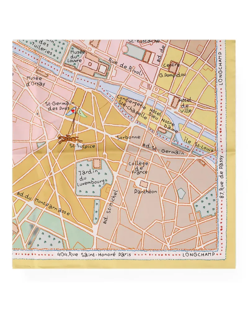 Longchamp A la Découverte de Paris silk scarf - Gelb Gelb