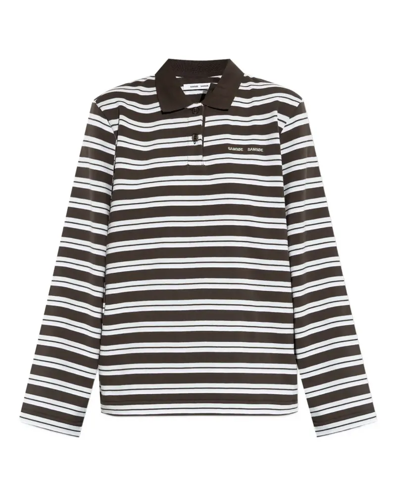 Samsøe & Samsøe Gestreiftes Sandover Poloshirt - Braun Braun