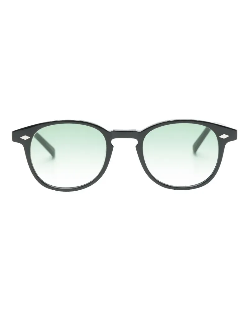 Lesca Sonnenbrille mit rundem Gestell - Schwarz Schwarz
