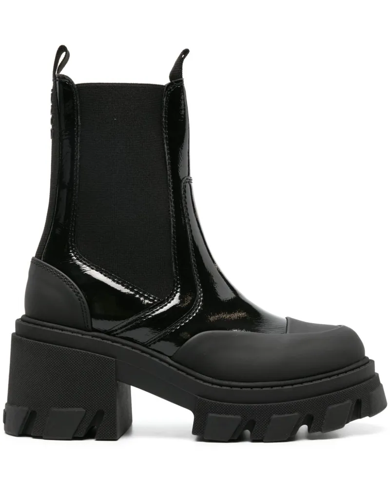 Ganni Stiefel aus Lackleder Schwarz