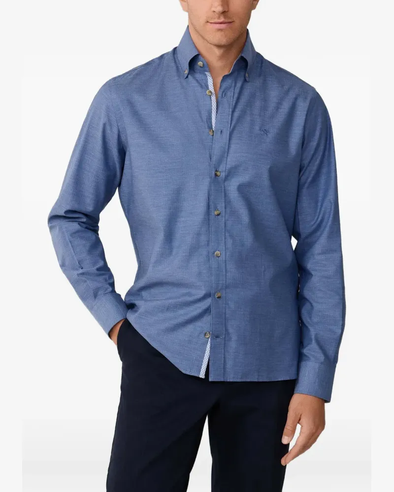 Hackett Hemd mit Fischgrätenmuster - Blau Blau