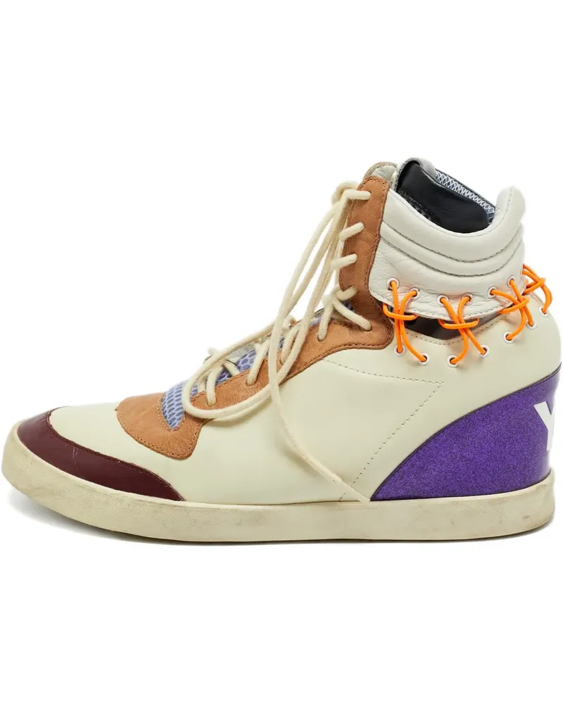 Y-3 leather hi-top sneakers - Nude Nude
