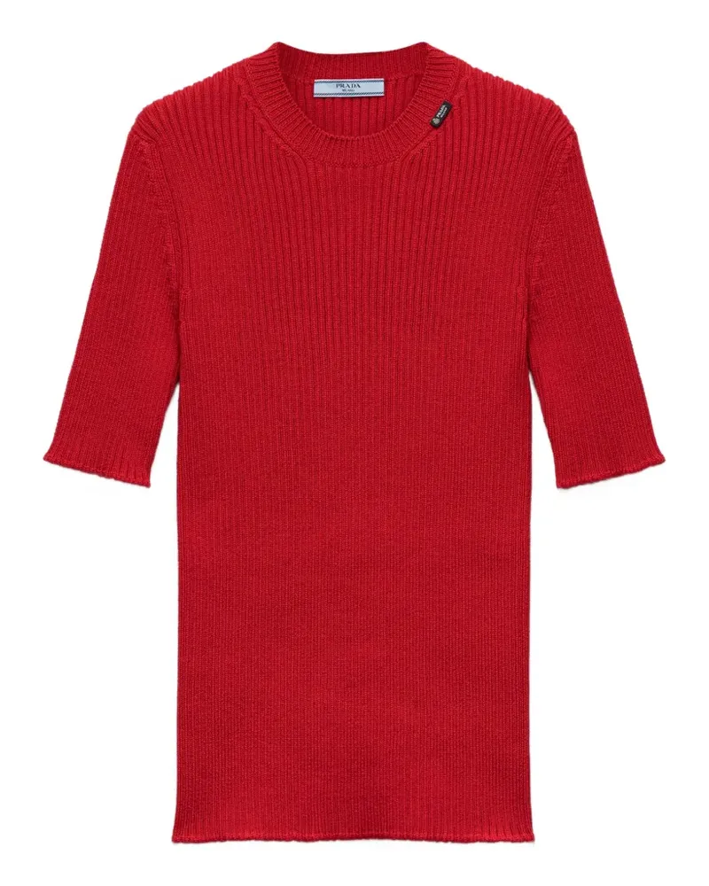 Prada Gerippter Strickpullover - Rot Rot