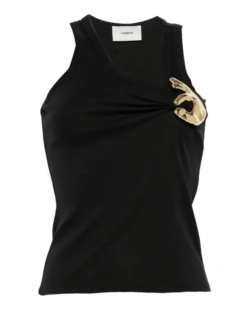 COPERNI Top mit asymmetrischem Ausschnitt und Broschendetail - Schwarz Schwarz