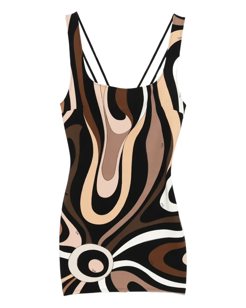 Emilio Pucci square-neck print mini dress - Schwarz Schwarz