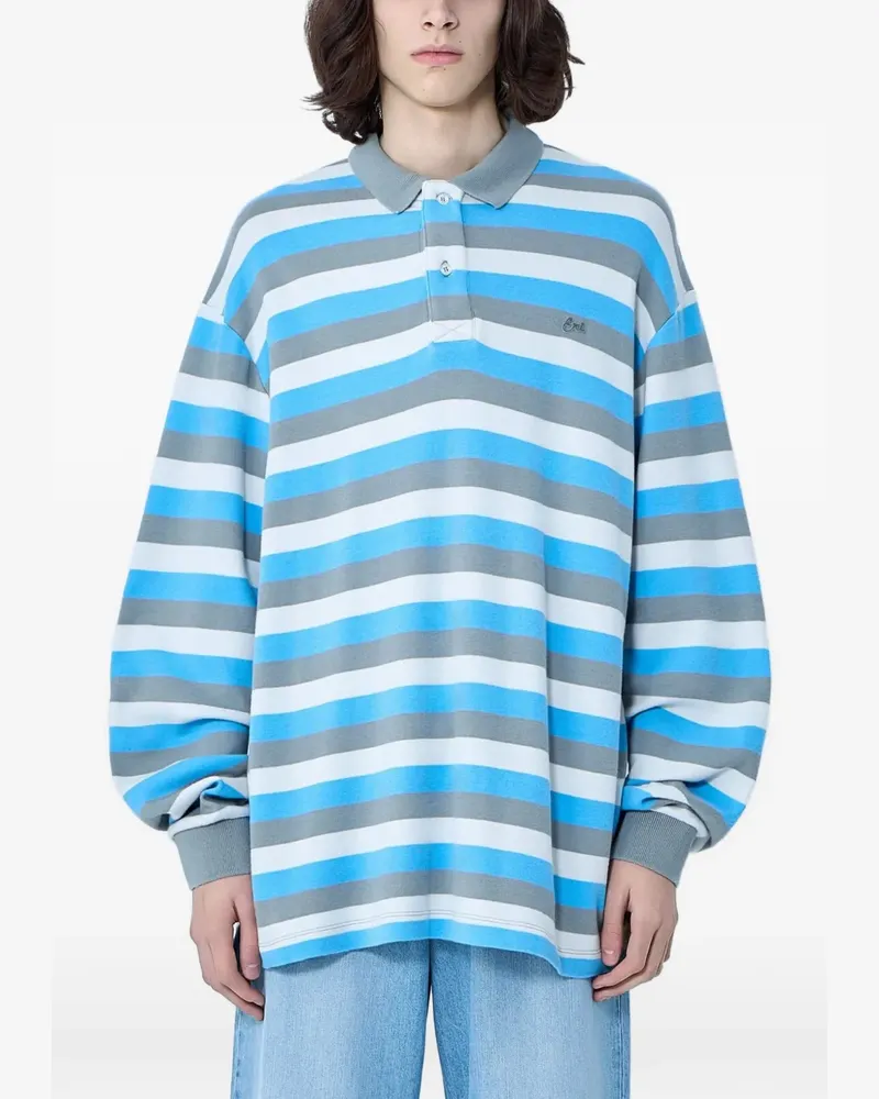 ERL striped-pattern long-sleeved polo shirt - Blau Blau