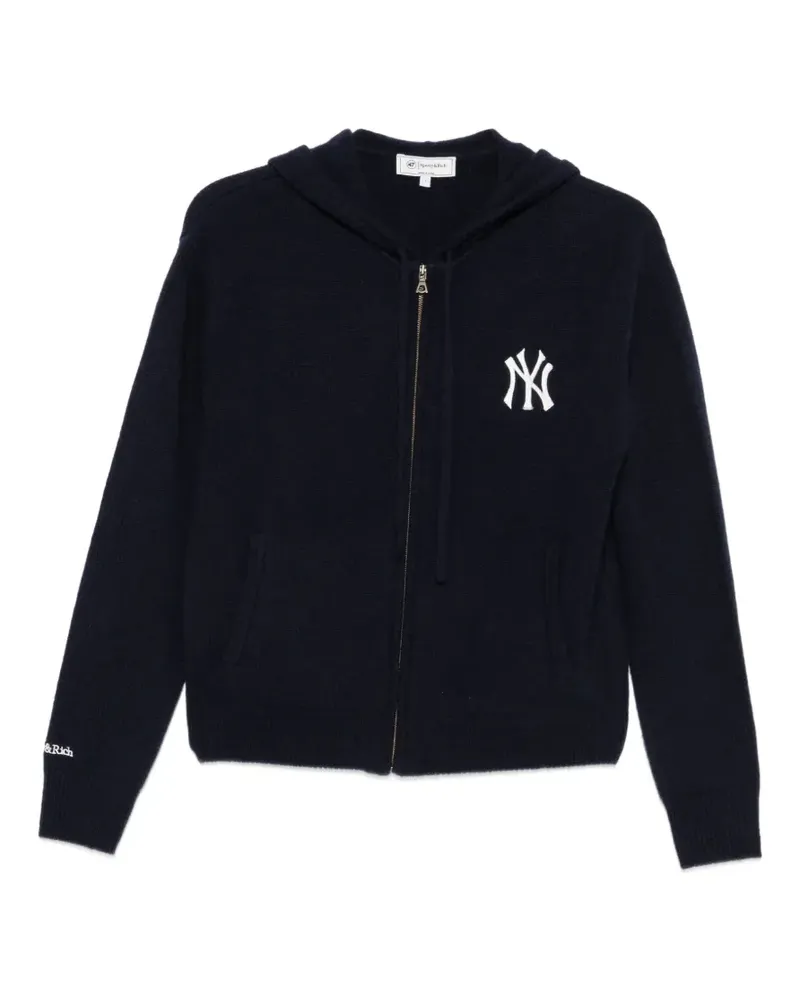 SPORTY & RICH Heritage Yankees Serif hood cardigan - Blau Blau