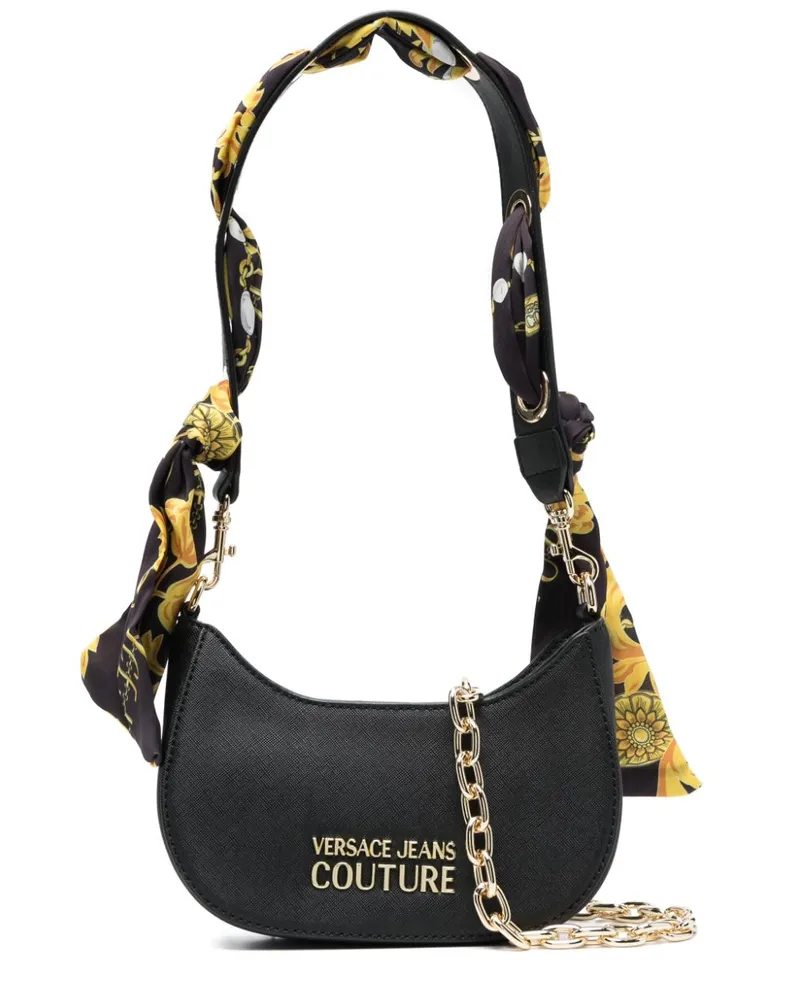 Versace Jeans Schultertasche mit Logo-Schild - Schwarz Schwarz