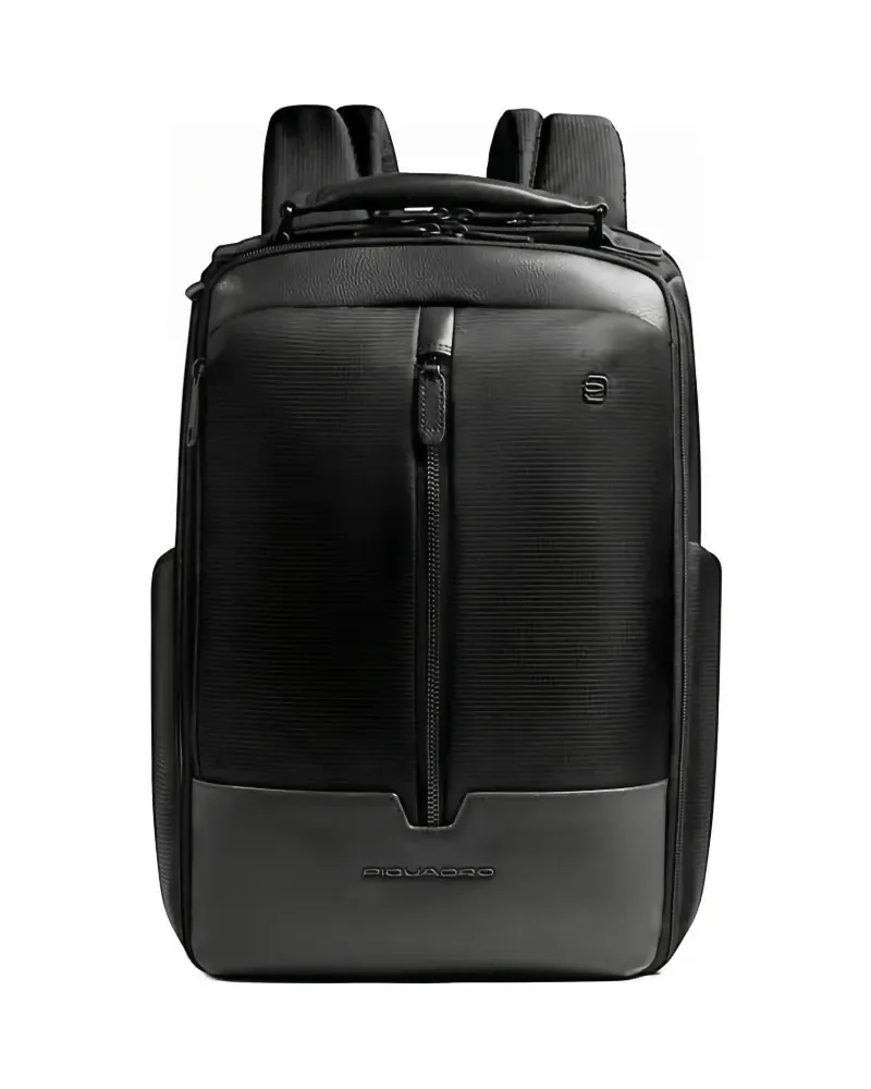 Piquadro zip-detail laptop backpack - Schwarz Schwarz