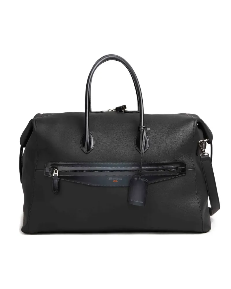 Santoni double-zip leather tote bag - Schwarz Schwarz