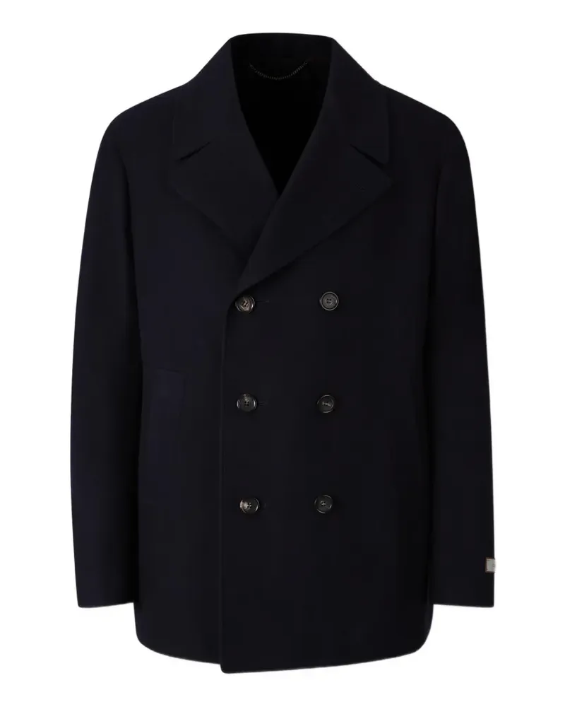 Canali Doppelreihiger Mantel mit fallendem Revers - Blau Blau