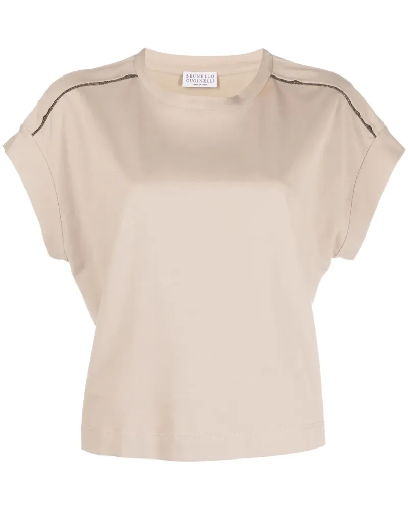 Brunello Cucinelli T-Shirt mit Monili-Kettendetail - Nude Nude