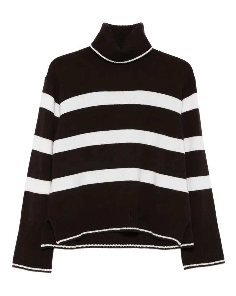 Seventy Gestreifter Rollkragenpullover - Braun Braun