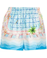 Casablanca Paris Le Plongeon Shorts aus Seide Blau