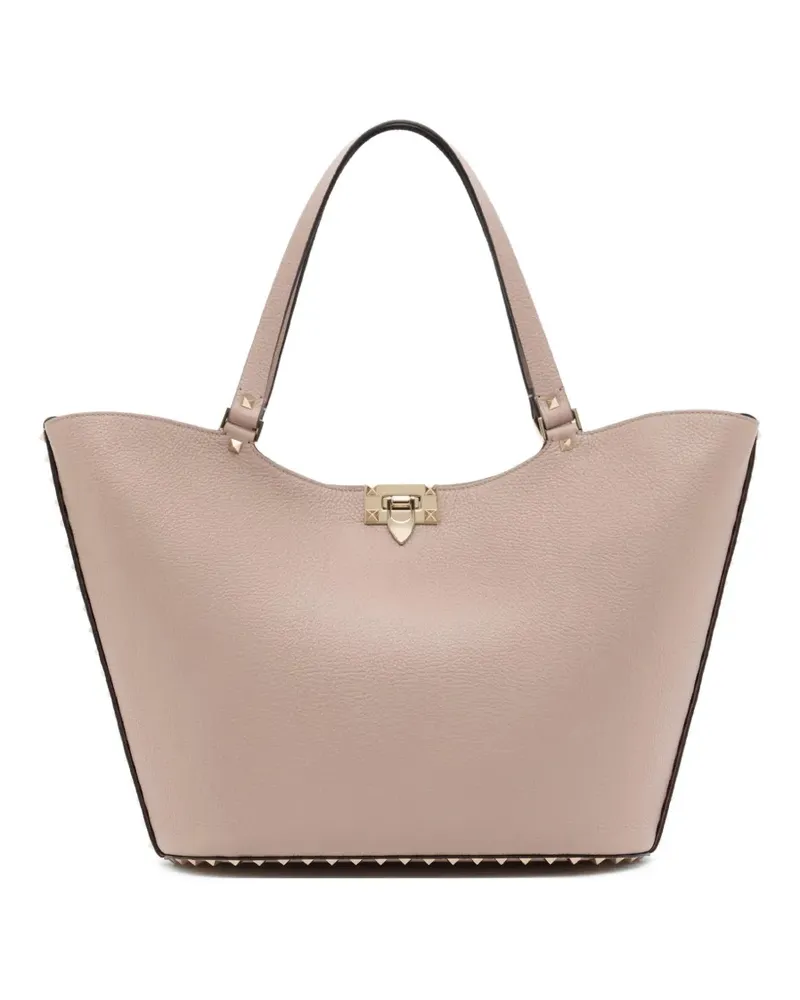 Valentino Garavani Rockstud grainy calfskin shopping bag - Rosa Rosa