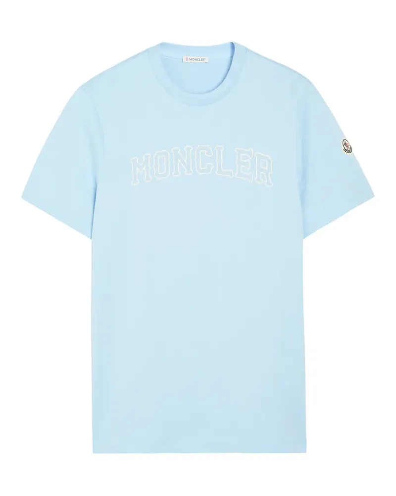 Moncler T-Shirt mit Logo-Patch - Blau Blau