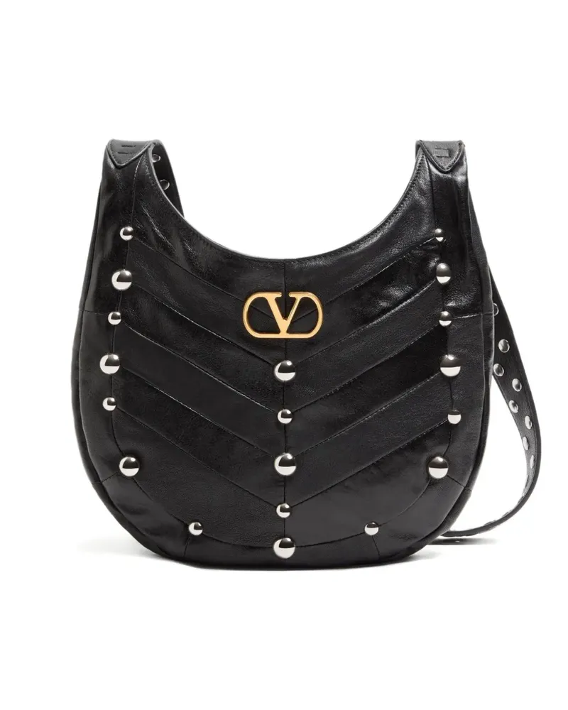 Valentino Garavani small Hoboho chevron-quilted studded shoulder bag - Schwarz Schwarz