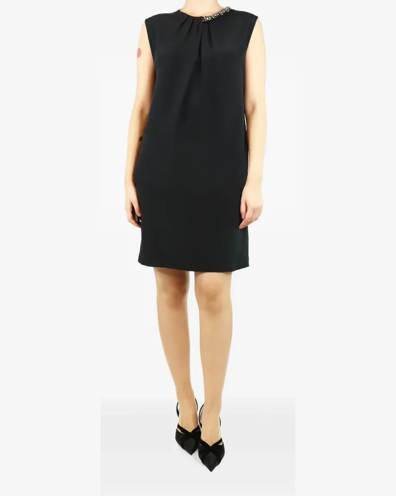 3.1 phillip lim crystal-collar silk midi dress - Schwarz Schwarz