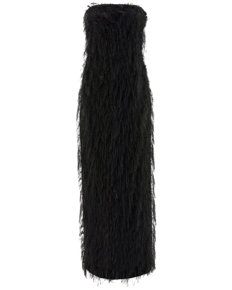 Ferragamo Maxikleid mit Fransen - Schwarz Schwarz