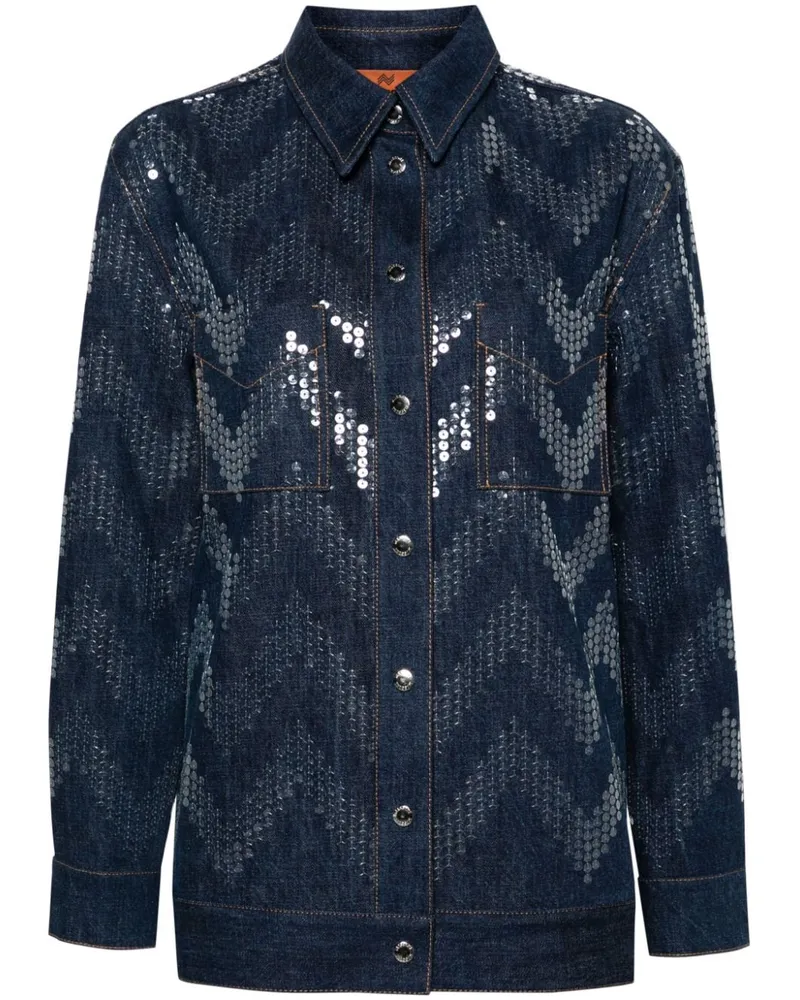 Missoni Jeansjacke mit Pailletten - Blau Blau