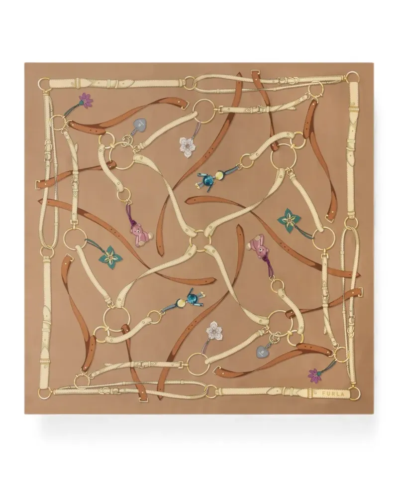 Furla Tortona carré scarf - Nude Nude