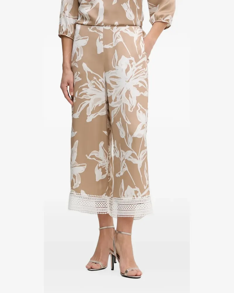 Joseph Ribkoff Hose mit Blumenprint und Spitzenbesatz - Nude Nude