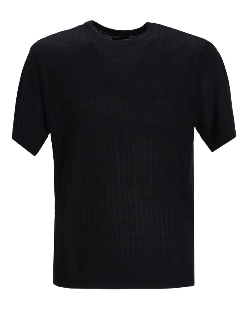 Emporio Armani Fein gestricktes T-Shirt - Schwarz Schwarz