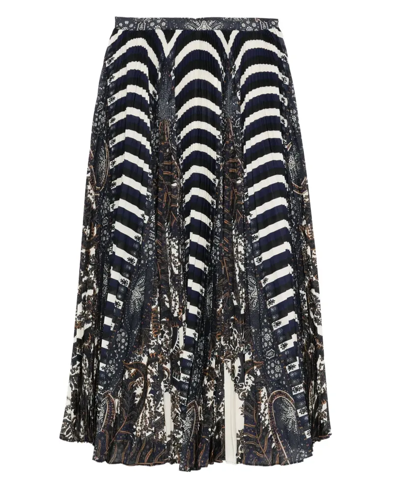 Ulla Johnson Faltenrock mit Paisley-Streifen - Blau Blau