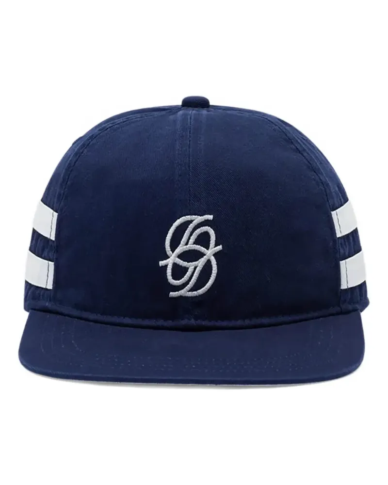 Drôle de Monsieur Gestreifte Baseballkappe mit Logo - Blau Blau