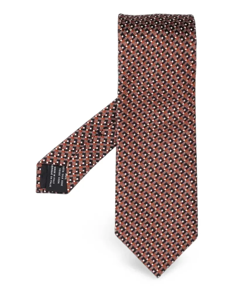 Tom Ford Geometrisch gemusterte Seidenkrawatte - Braun Braun