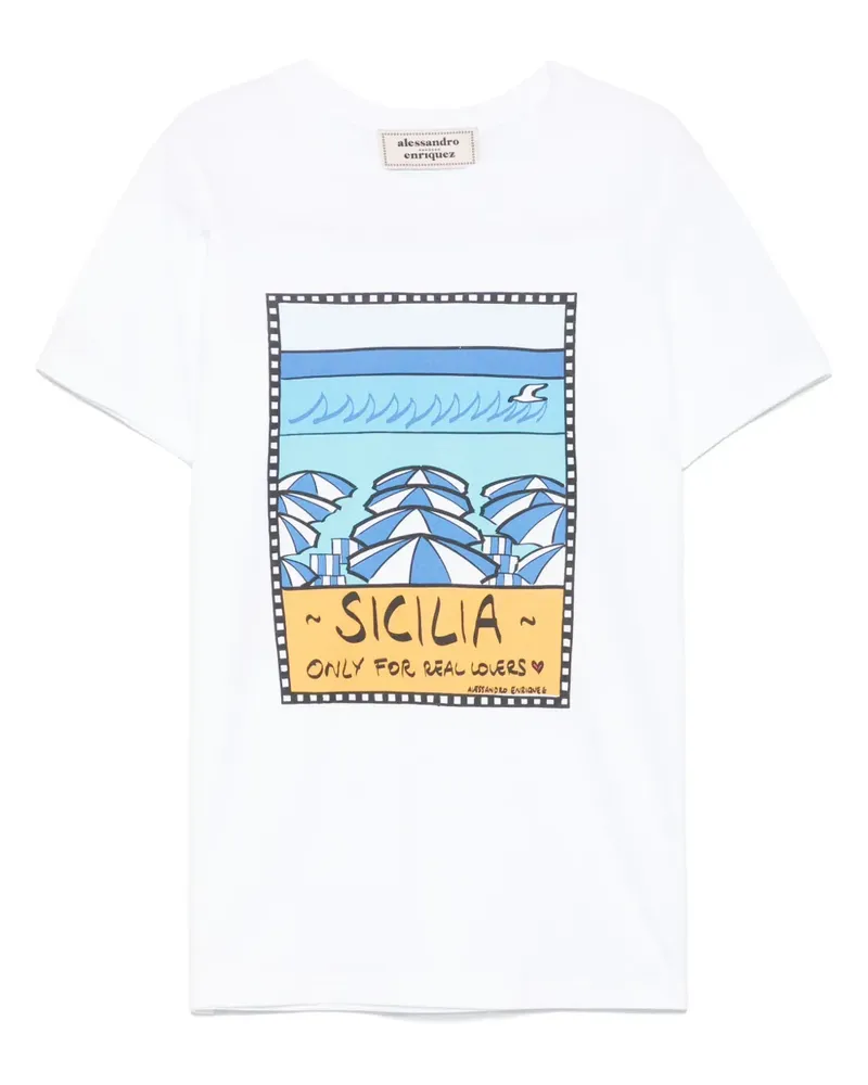 Alessandro Enriquez T-Shirt mit Print - Weiß Weiß
