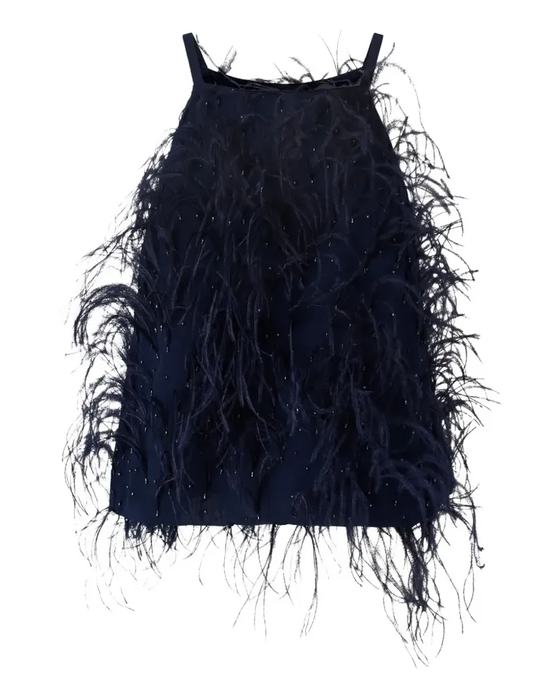 Pinko Paillettenoberteil mit Feder-Besatz - Blau Blau