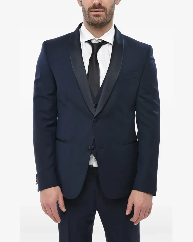Corneliani satin shawl-lapel single-breasted suit - Blau Blau