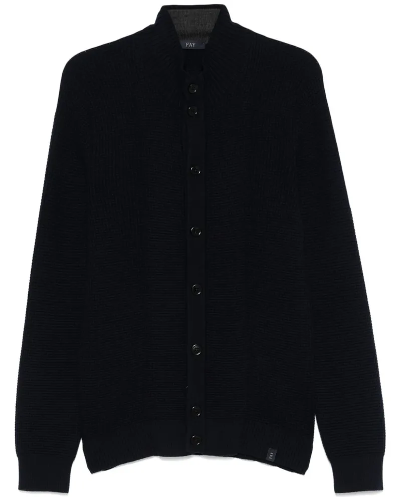 Fay Cardigan mit Waffelstrick-Muster - Blau Blau