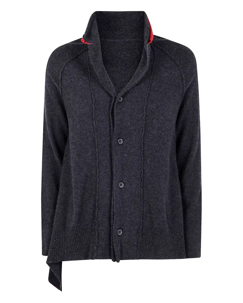 Yohji Yamamoto asymmetrical button cardigan - Grau Grau
