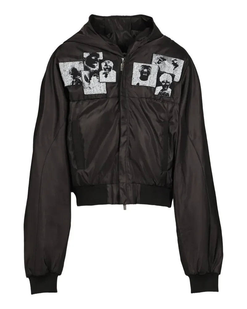 RRR123 Mentalists patch-detail hooded bomber jacket - Schwarz Schwarz