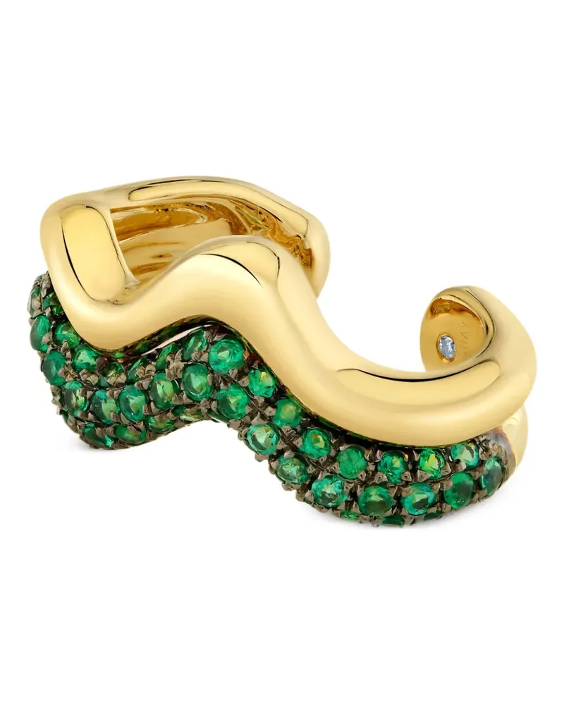 SHAY Wave Ear Cuff mit Smaragd - Gold Gold