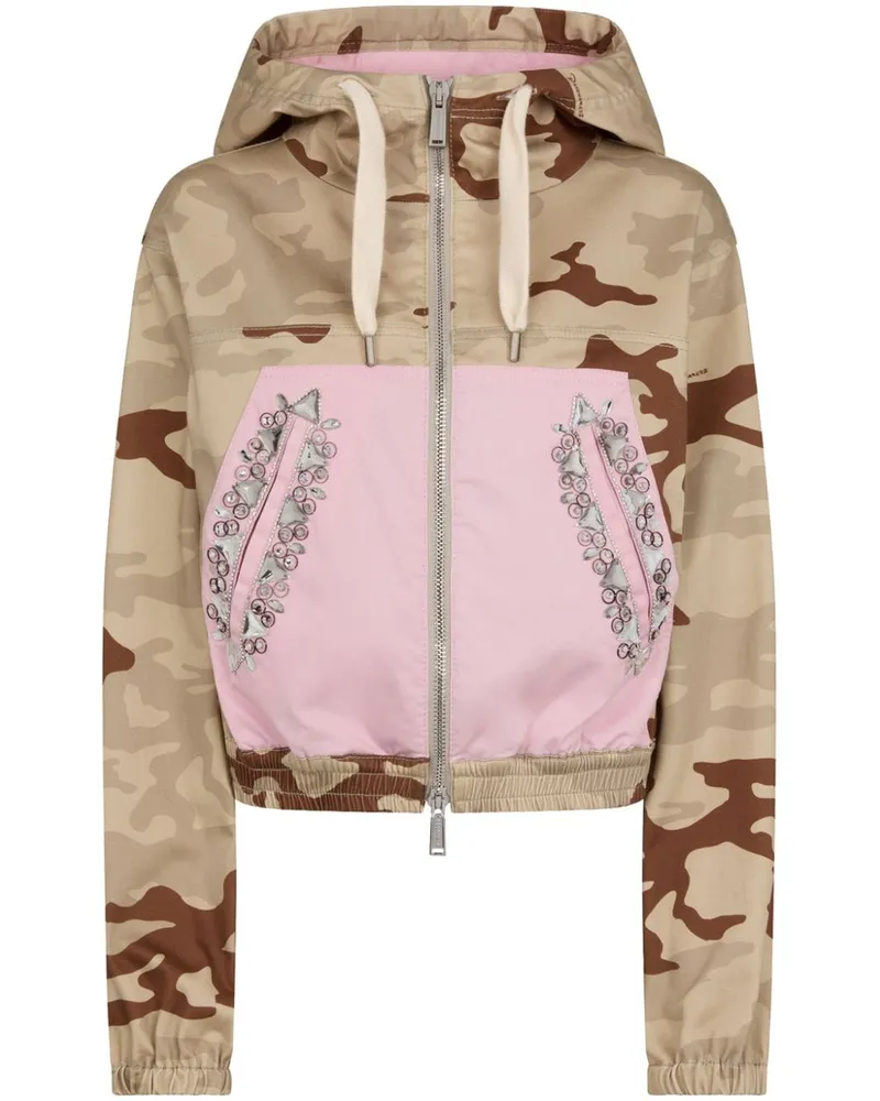 Dsquared2 camouflage-print hooded jacket Nude