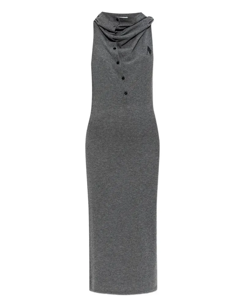 ATTICO Midikleid mit drapiertem Ausschnitt - Grau Grau
