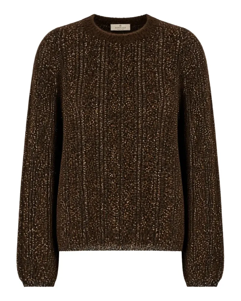 PANICALE Cashmere Pullover mit Pailletten - Braun Braun