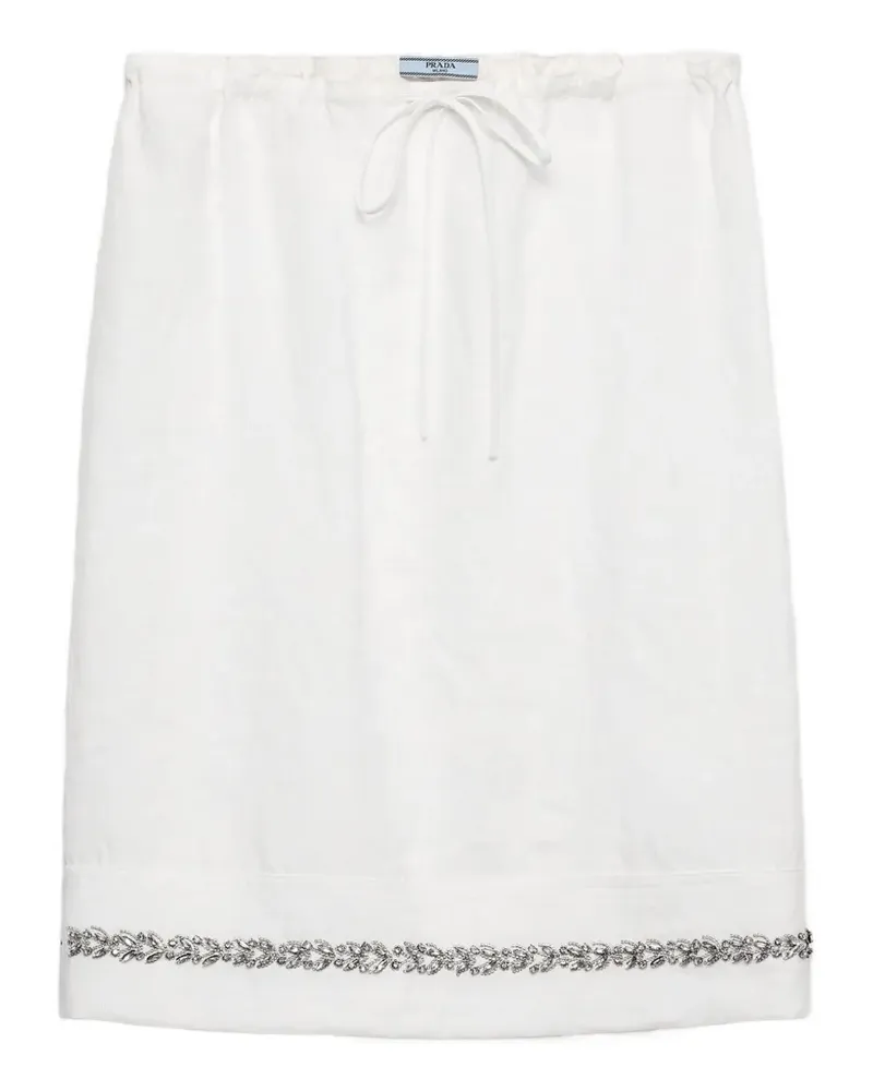 Prada embroidered slubbed fabric skirt - Weiß Weiß