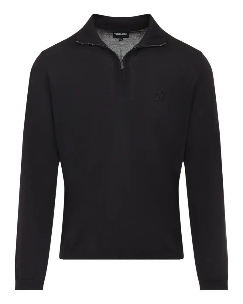 Giorgio Armani Pullover mit Poloshirtkragen - Schwarz Schwarz