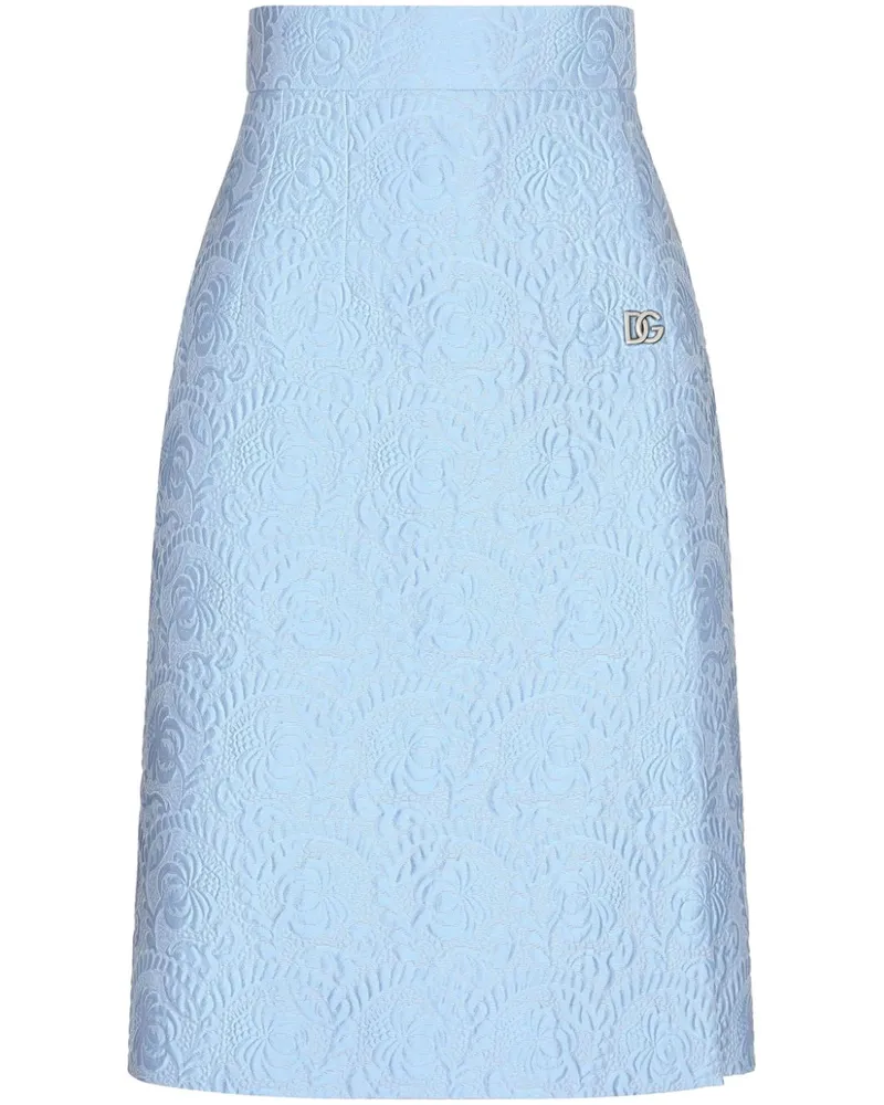 Dolce & Gabbana Midirock aus Brokat in A-Linie - Blau Blau