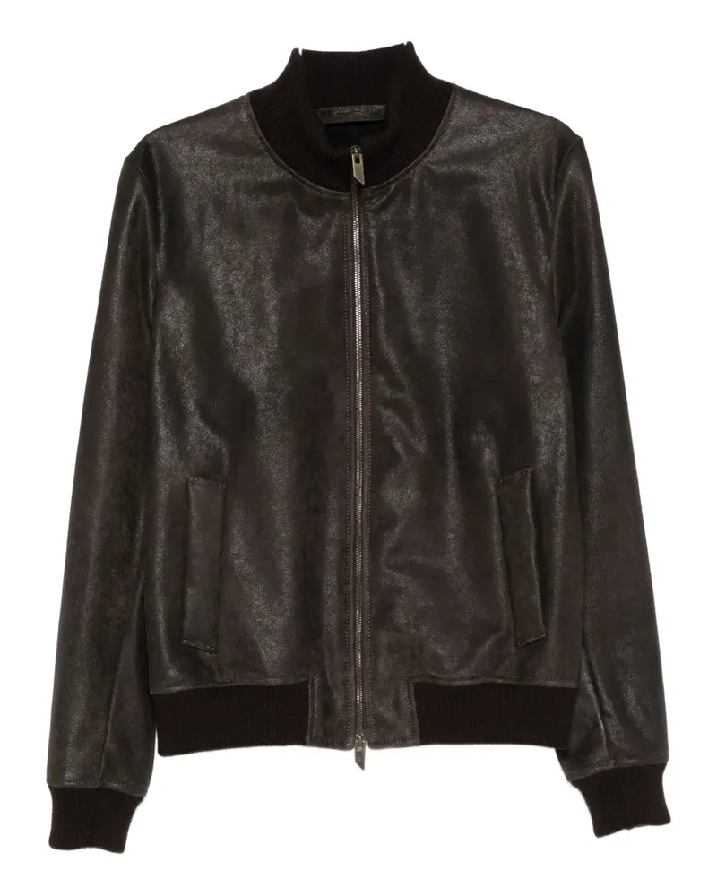 Salvatore Santoro zip-fastening bomber jacket - Braun Braun