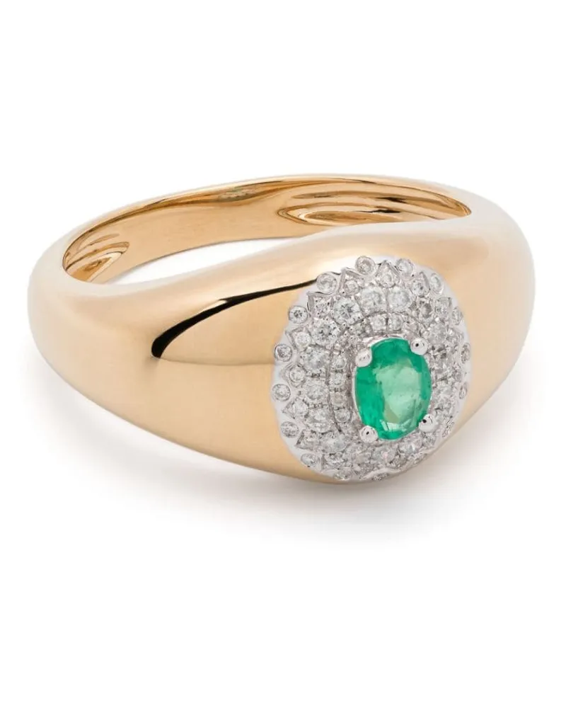 Yvonne Léon 18kt Mini Chevalière Pompadour Gelbgoldring mit Diamanten Gold