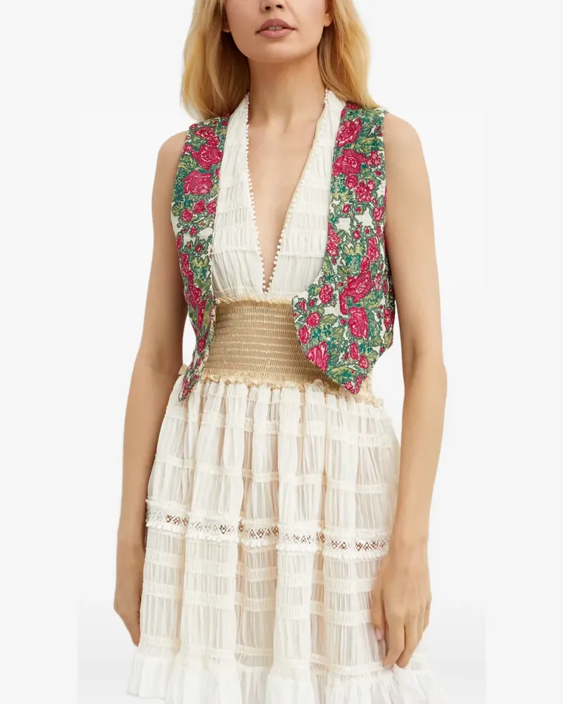Hemant & Nandita Nova Cambric floral-embroidered waistcoat - Nude Nude