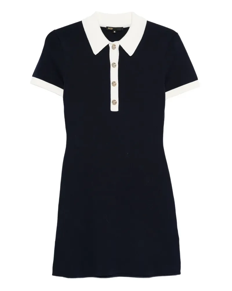 Maje Gestricktes Kleid mit geknöpftem Kragen - Blau Blau