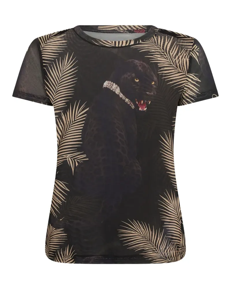 Philipp Plein Panthere Prive T-Shirt aus Tüll - Schwarz Schwarz