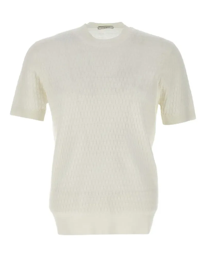 Paolo Pecora Milano T-Shirt mit Jacquardmuster - Weiß Weiß