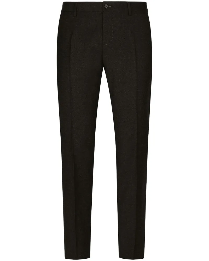 Dolce & Gabbana Hose aus Flanell mit Bügelfalten - Schwarz Schwarz